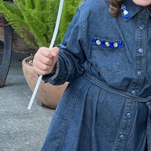 Dolce & Gabana Kids Denim Dress 42-42 inches , 5 years old, with blue and white